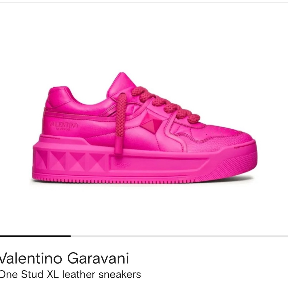Valentino Garavani One Stud XI Pink Leather Sneakers ( BRAND NEW ) - Picture 7 of 14